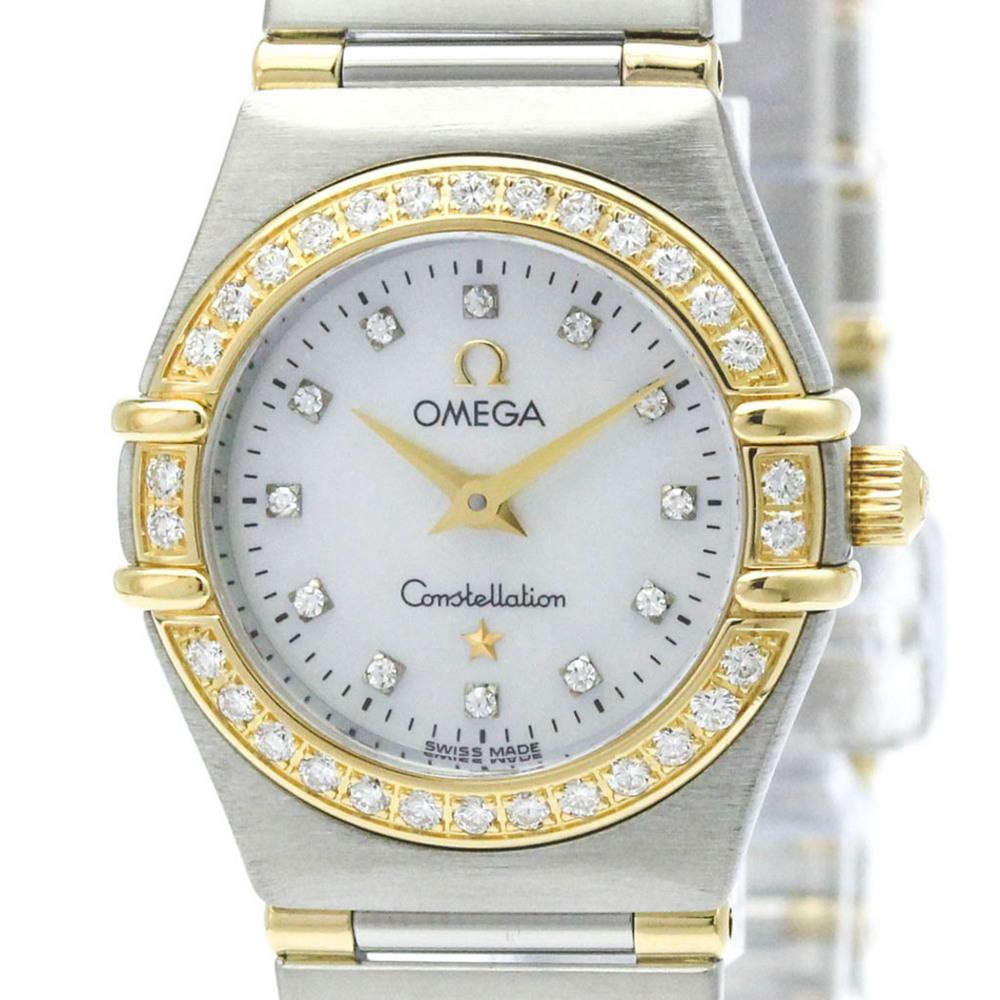 OMEGA Constellation Diamond MOP 18K Gold Steel Watch 1267.75 Polished